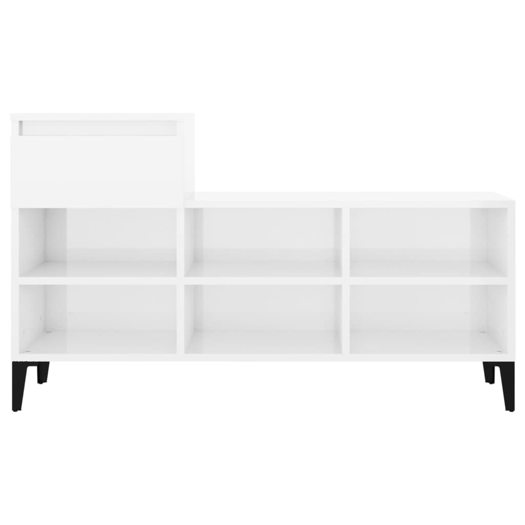 Scarpiera Bianco Lucido 102x36x60 Cm In Legno Multistrato - Image 2