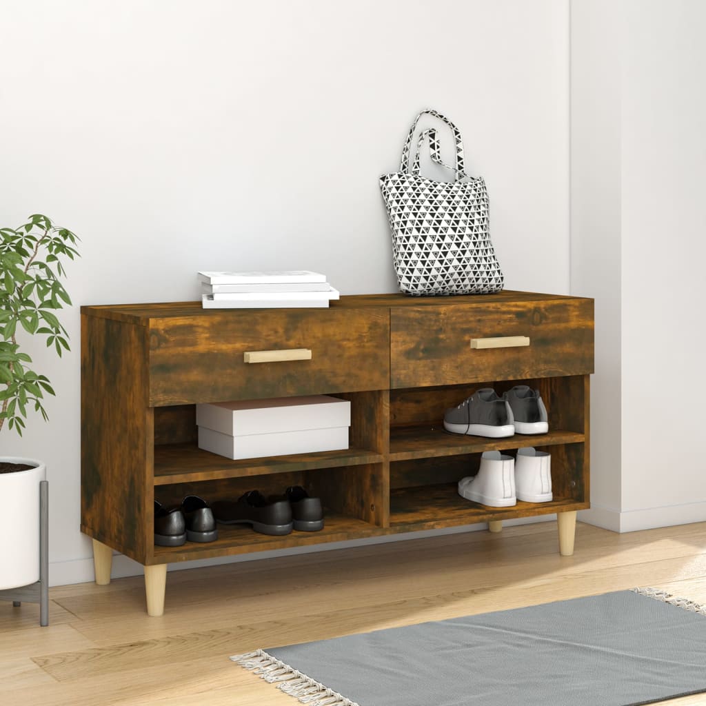 Scarpiera Rovere Fumo 102x35x55 Cm In Legno Multistrato - Image 5