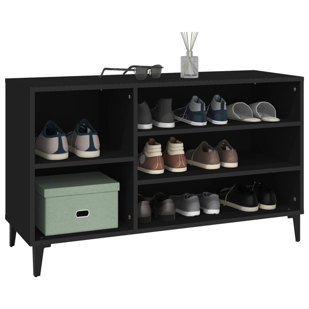Scarpiera Nera 102x36x60 Cm In Legno Multistrato