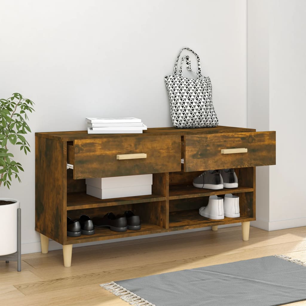 Scarpiera Rovere Fumo 102x35x55 Cm In Legno Multistrato - Image 3