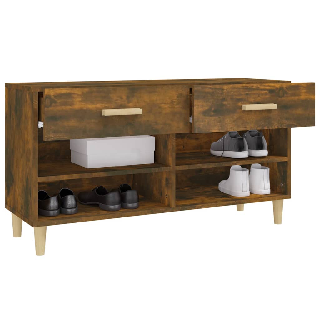 Scarpiera Rovere Fumo 102x35x55 Cm In Legno Multistrato - Image 2