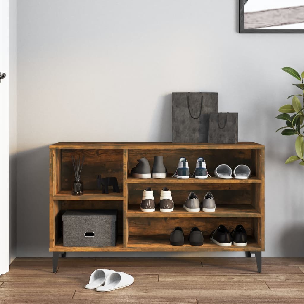 Scarpiera Rovere Fumo 102x36x60 Cm In Legno Multistrato - Image 6