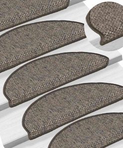 Tappeti Adesivi Per Scale Sisal 15pz 65x21x4cm Beige Marrone