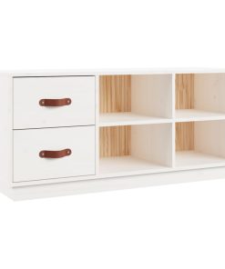 Scarpiera Bianca 100x34x45 Cm In Legno Massello Di Pino