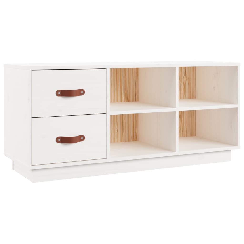 Scarpiera Bianca 100x34x45 Cm In Legno Massello Di Pino