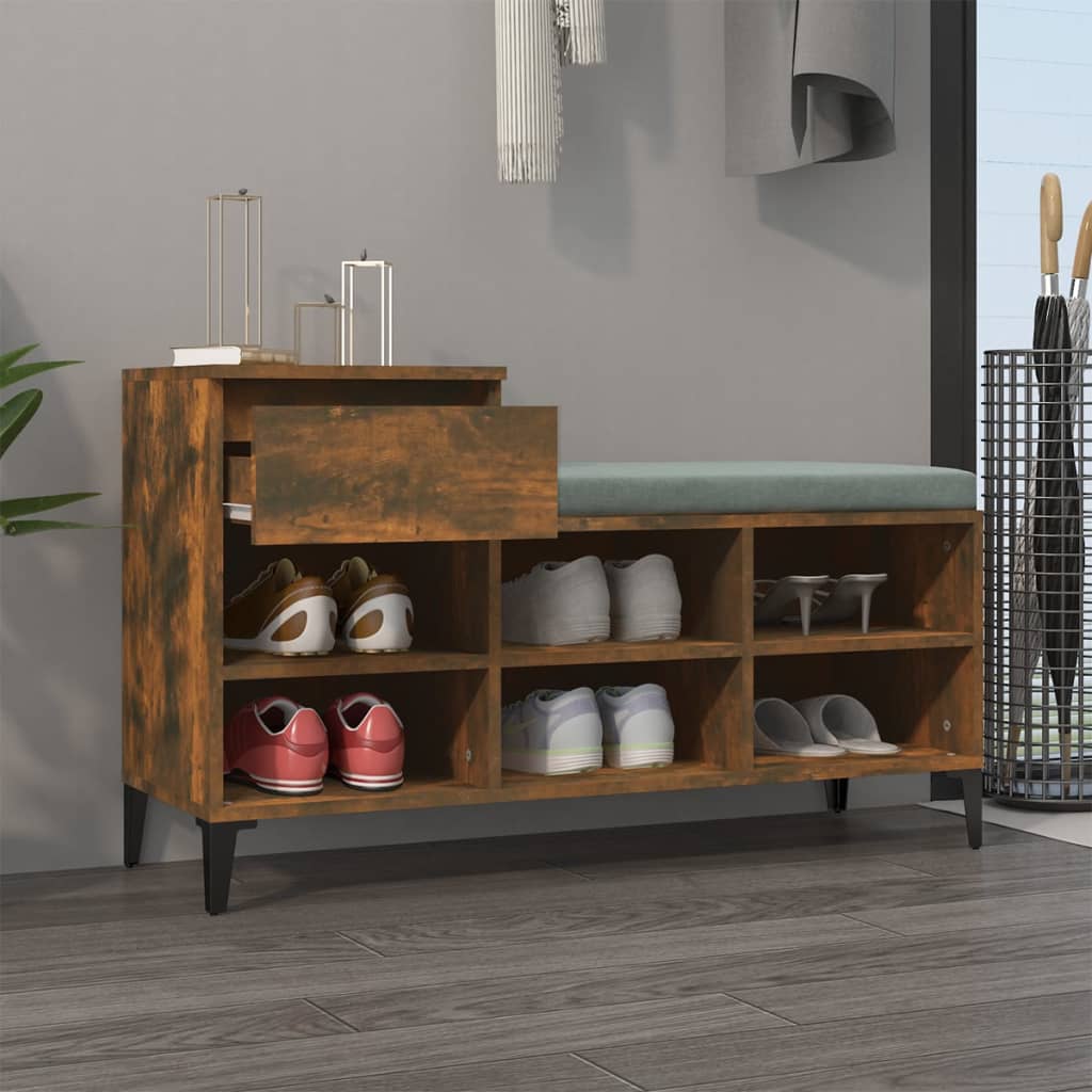 Scarpiera Rovere Fumo 102x36x60 Cm In Legno Multistrato - Image 6