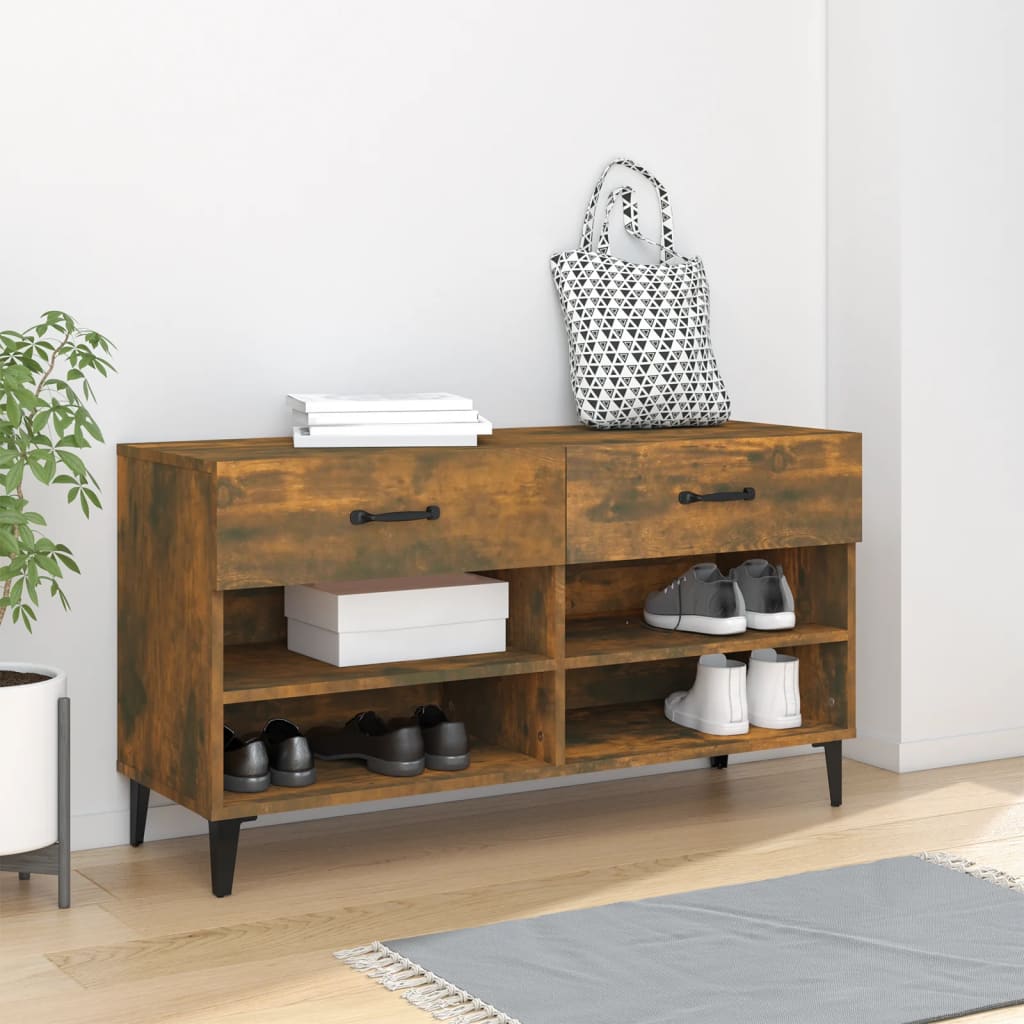Scarpiera Rovere Fumo 102x35x55 Cm In Legno Multistrato