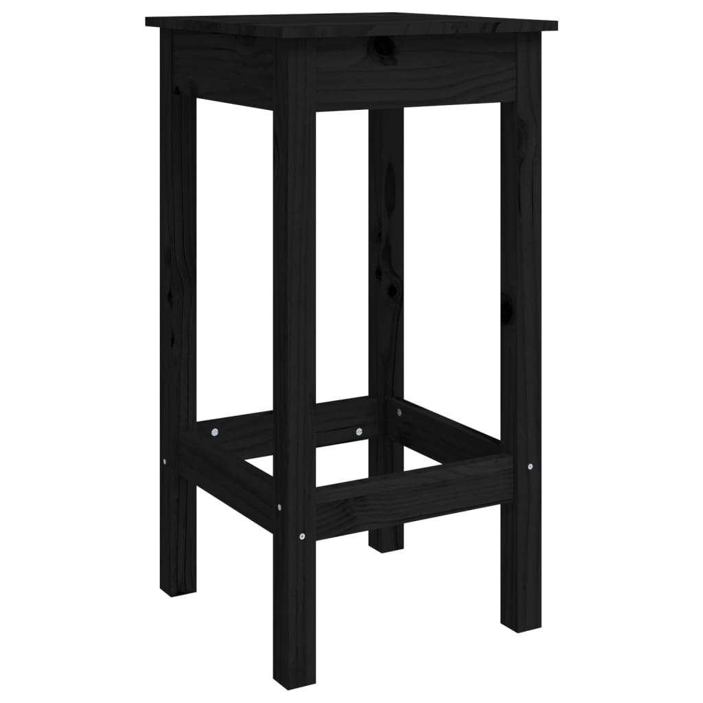 Sgabelli Da Bar 2 Pz Neri 40x40x78 Cm Legno Massello Di Pino