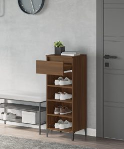 Scarpiera Rovere Marrone 40x36x105 Cm In Legno Multistrato
