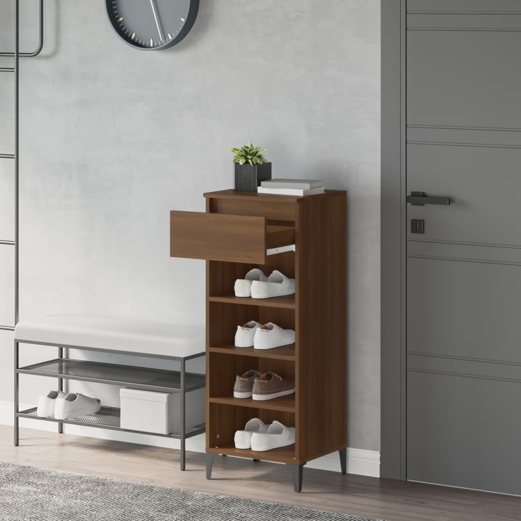Scarpiera Rovere Marrone 40x36x105 Cm In Legno Multistrato