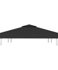 Copertura Superiore Per Gazebo A 2 Strati 310 G/m² 3x3 M Nera