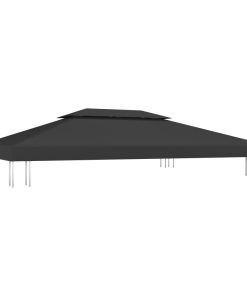 Copertura Superiore Per Gazebo A 2 Strati 310 G/m² 4x3 M Nera