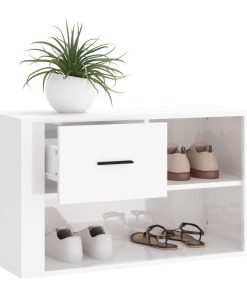 Scarpiera Bianco Lucido 80x35x45 Cm In Legno Multistrato