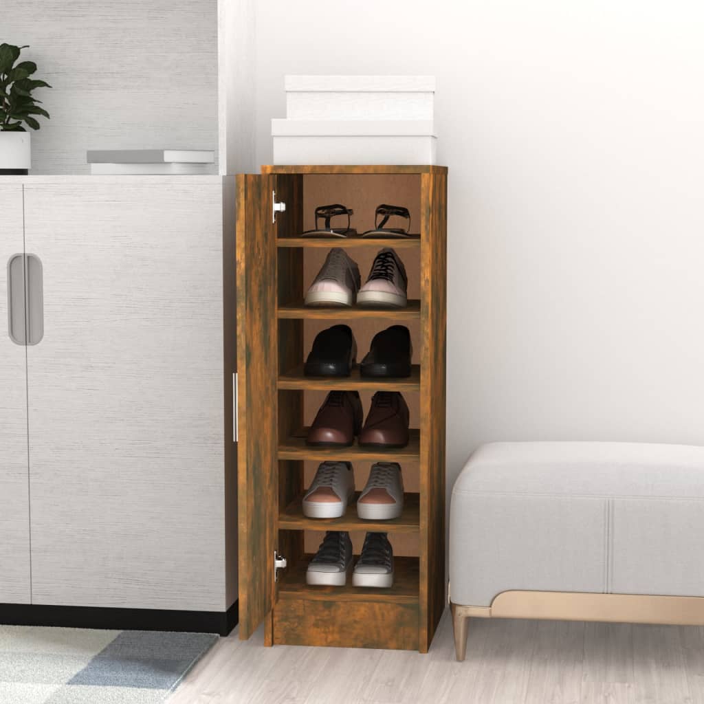 Scarpiera Rovere Fumo 32x35x92 Cm In Legno Multistrato - Image 3