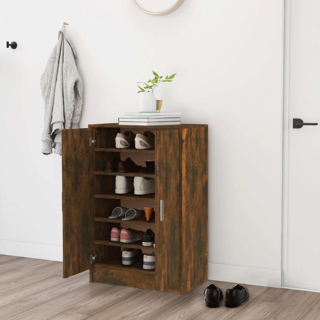 Scarpiera Rovere Fumo 60x35x92 Cm In Legno Multistrato - Image 2
