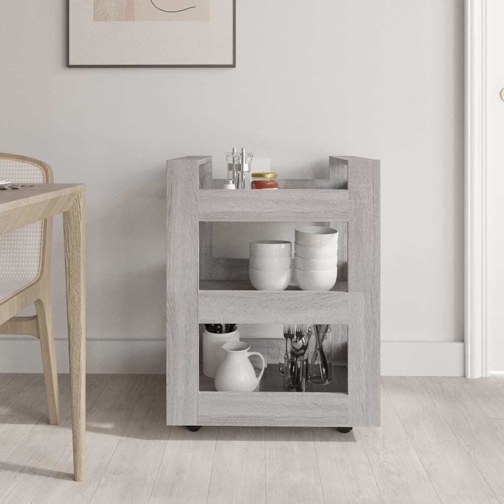 Carrello Da Cucina Grigio Sonoma 60x45x80 Cm Legno Multistrato