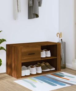 Scarpiera Rovere Marrone 80x35x45 Cm In Legno Multistrato