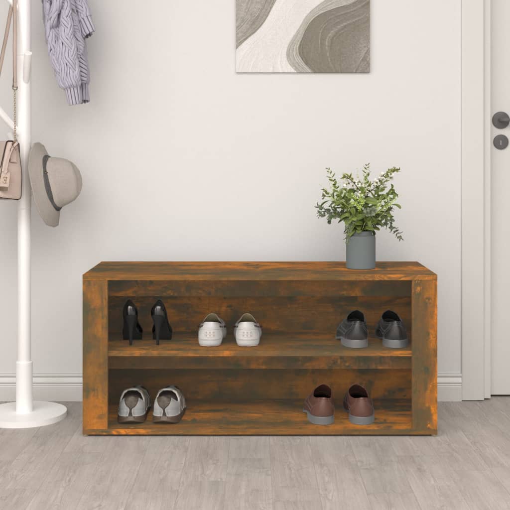 Scarpiera Rovere Fumo 100x35x45 Cm In Legno Multistrato - Image 6