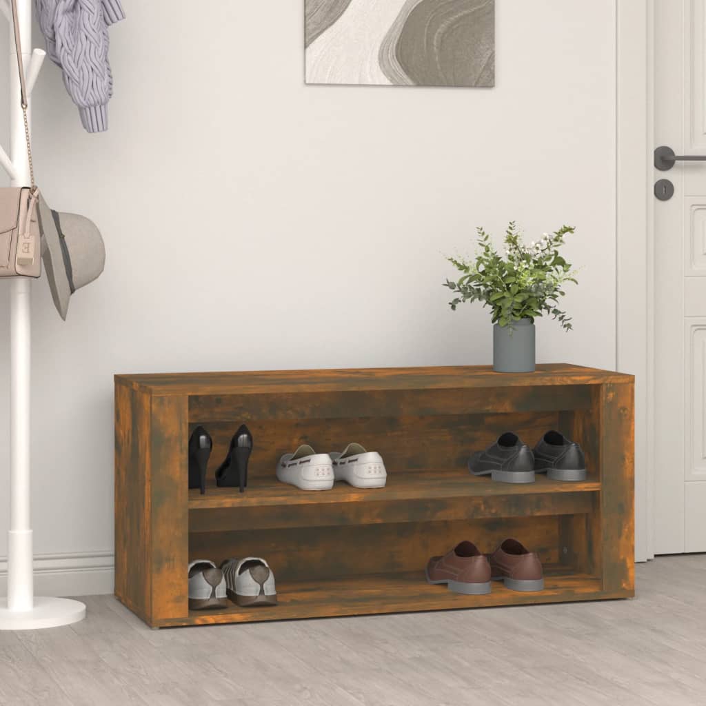 Scarpiera Rovere Fumo 100x35x45 Cm In Legno Multistrato - Image 3