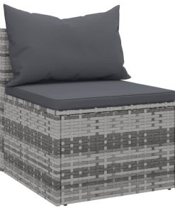 Divani Centrali Da Giardino Con Cuscini 2pz Polyrattan Grigio