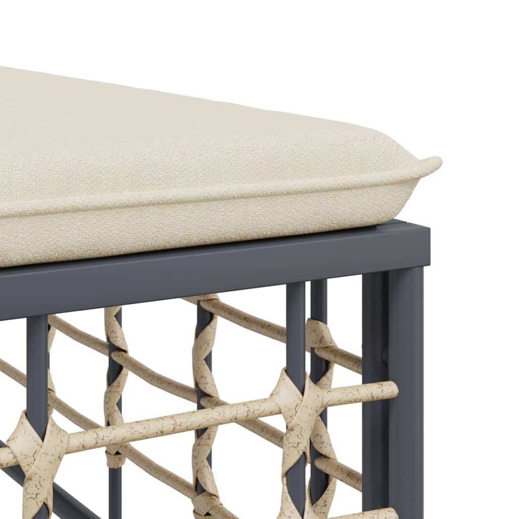 Divano Centrale Da Giardino Con Cuscini In Polyrattan Beige