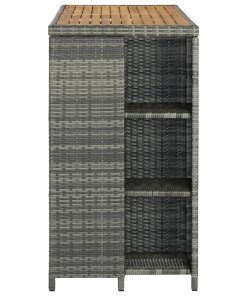 Tavolo Da Bar Con Ripiani Grigio 120x60x110 Cm In Polyrattan