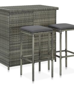 Set Da Bar 3 Pz In Polyrattan Grigio
