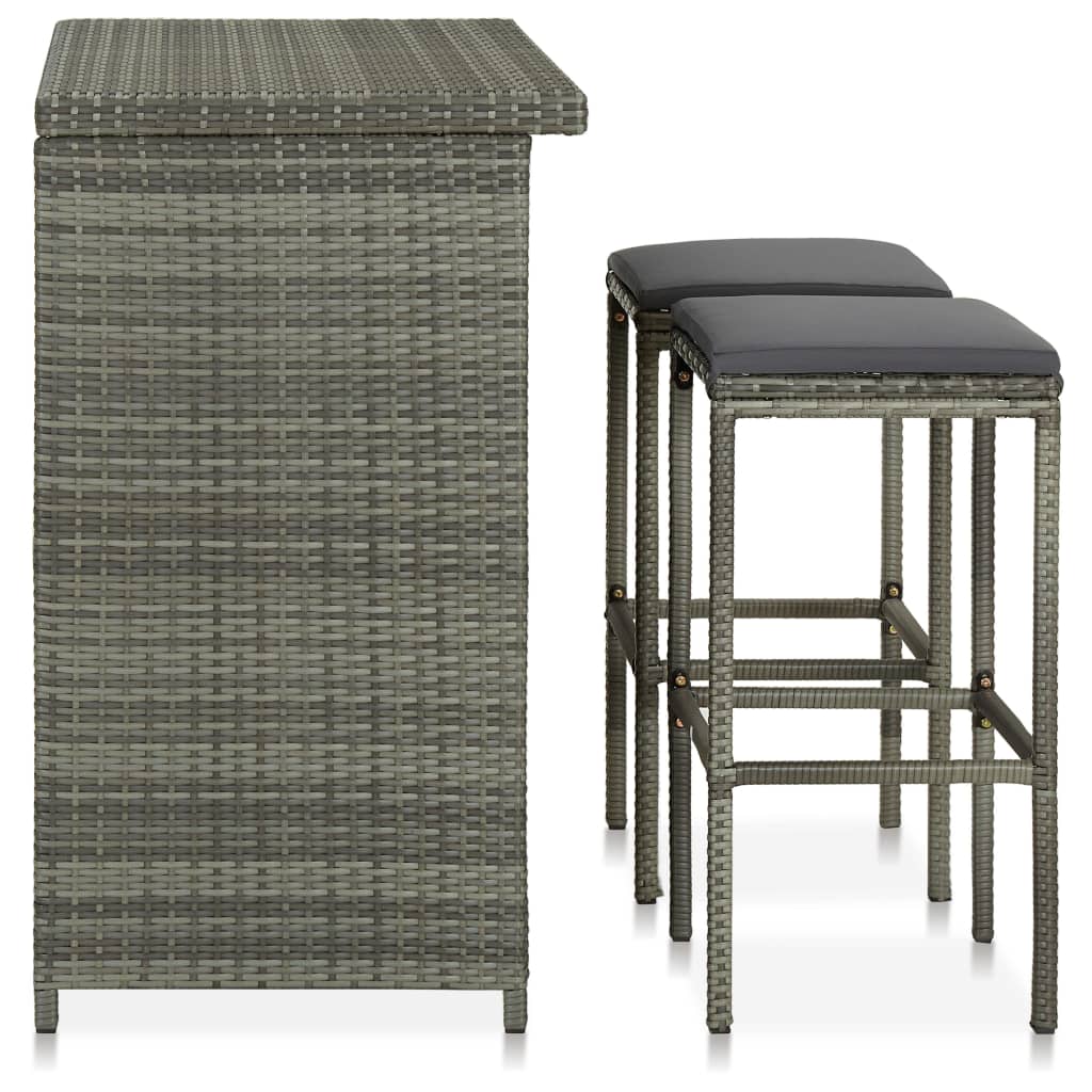 Set Da Bar 3 Pz In Polyrattan Grigio - Image 5