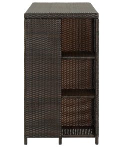 Tavolo Da Bar Con Ripiani Marrone 120x60x110 Cm In Polyrattan