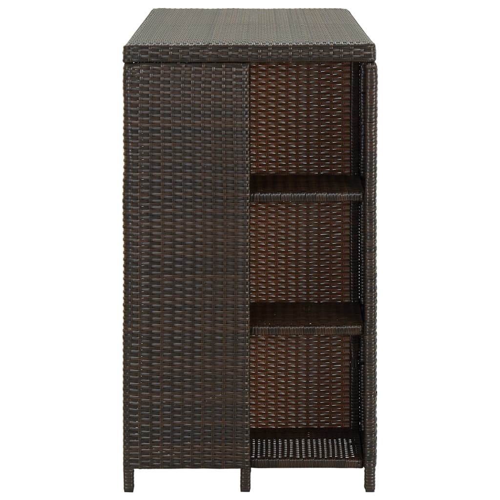 Tavolo Da Bar Con Ripiani Marrone 120x60x110 Cm In Polyrattan