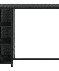 Tavolo Da Bar Con Ripiani Nero 120x60x110 Cm In Polyrattan