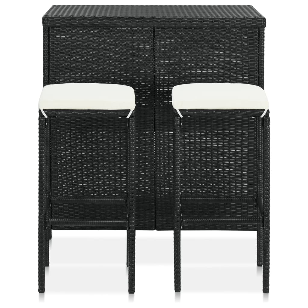Set Da Bar 3 Pz In Polyrattan Nero