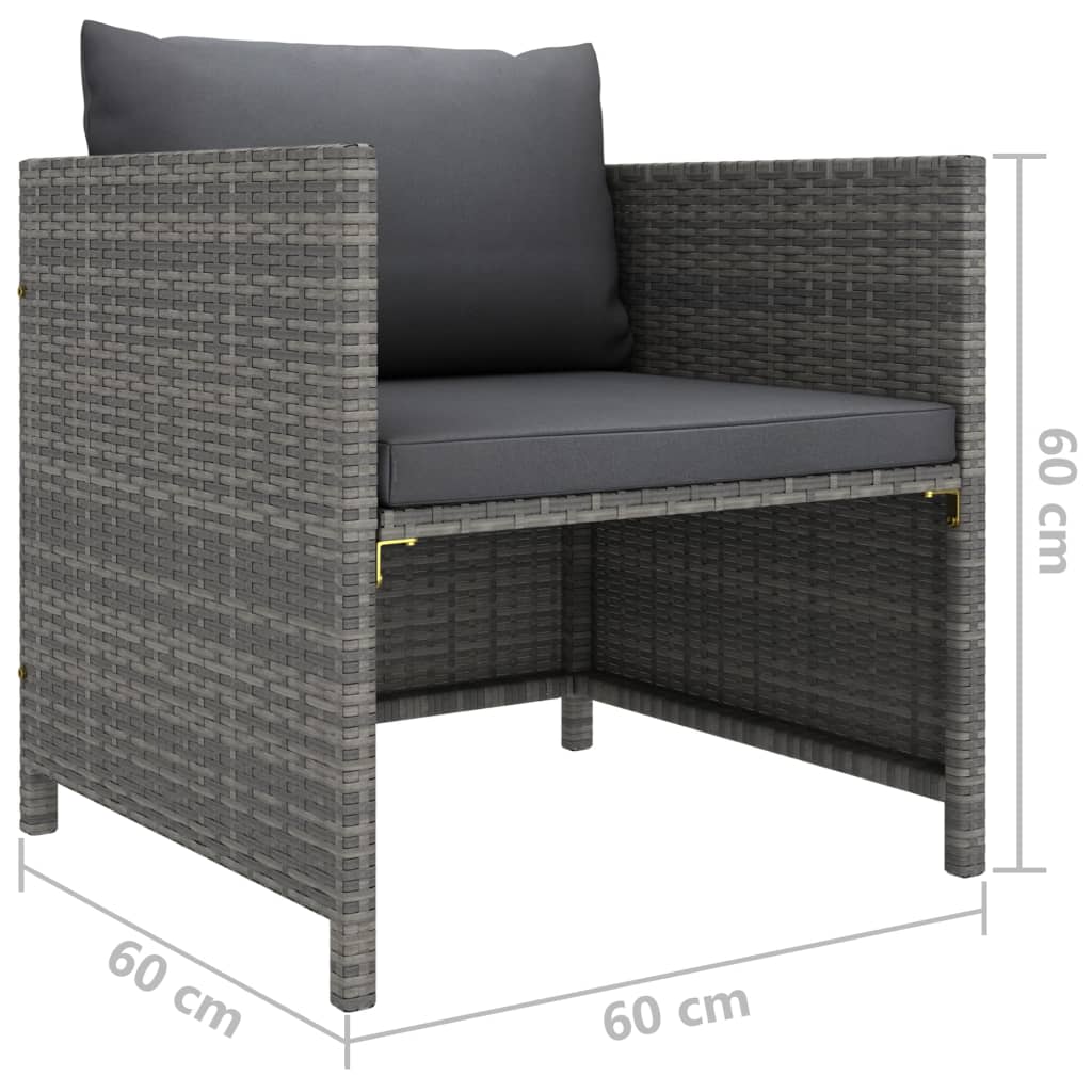 Divano Da Giardino Con Cuscini Grigio In Polyrattan