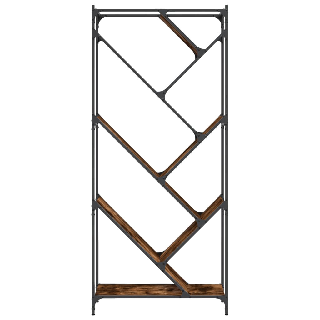 Libreria Rovere Fumo 79x30x180 Cm Legno Multistrato E Metallo - Image 2