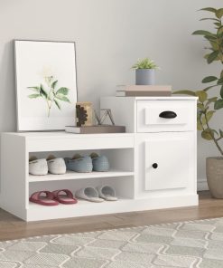 Scarpiera Bianca 100x42x60 Cm In Legno Multistrato