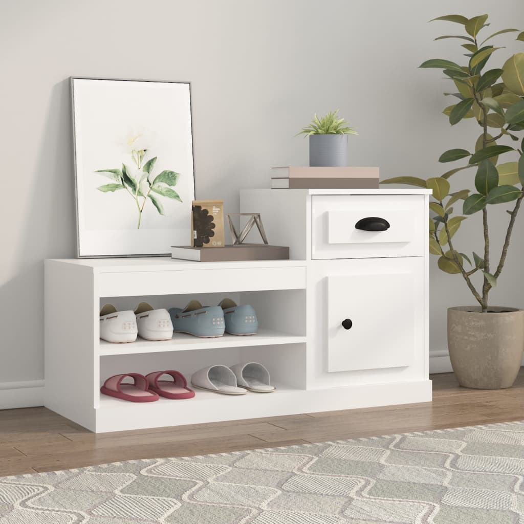 Scarpiera Bianca 100x42x60 Cm In Legno Multistrato