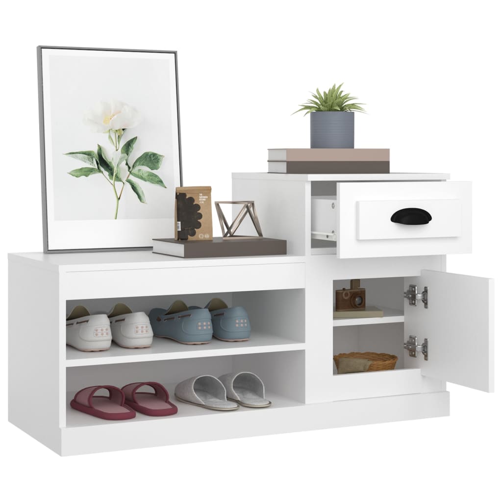 Scarpiera Bianca 100x42x60 Cm In Legno Multistrato - Image 4