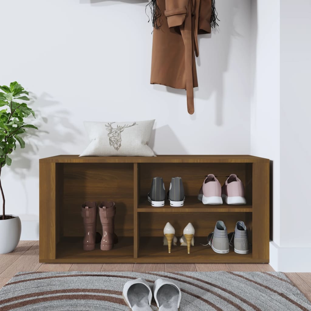 Scarpiera Rovere Marrone 100x35x45 Cm In Legno Multistrato