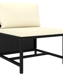 Divano Da Giardino A 3 Posti Con Cuscini In Polyrattan Nero