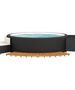 Bordo Per Spa Nero In Polyrattan E Legno Massello Di Acacia