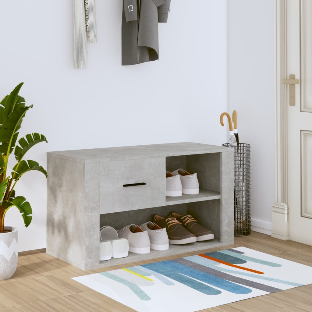 Scarpiera Grigio Cemento 80x35x45 Cm In Legno Multistrato