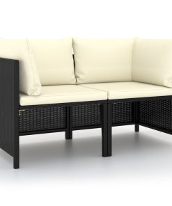 Divano Da Giardino A 2 Posti Con Cuscini Nero In Polyrattan