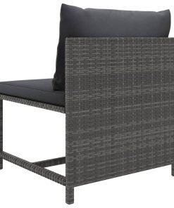 Divano Centrale Modulare Con Cuscini In Polyrattan Grigio