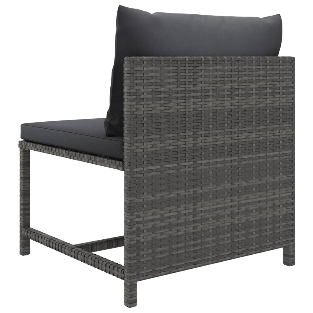 Divano Centrale Modulare Con Cuscini In Polyrattan Grigio