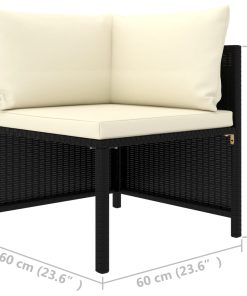 Divano Ad Angolo Modulare Con Cuscini In Polyrattan Nero