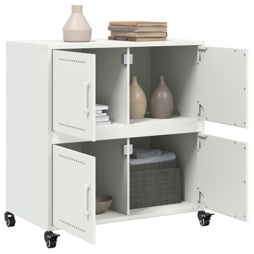 Credenza Bianca 68x39x72 Cm In Acciaio