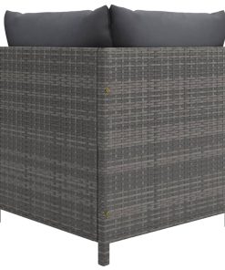 Divano Ad Angolo Modulare Con Cuscini In Polyrattan Grigio