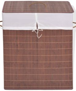 Cesto Portabiancheria In Bambù Rettangolare Marrone