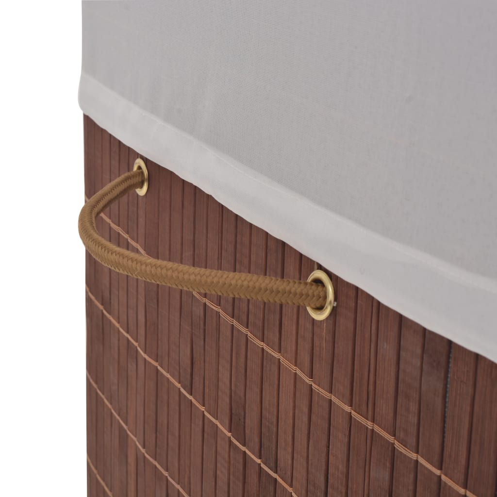 Cesto Portabiancheria In Bambù Rettangolare Marrone - Image 4