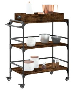 Carrello Da Cucina Rovere Fumo 81,5x41x92,5cm Legno Multistrato